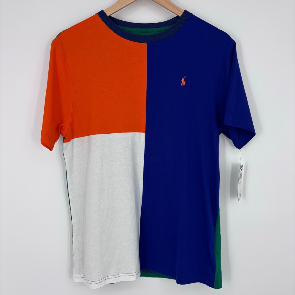 Polo Ralph Lauren Boys Colorblock T-Shirt Kids XL 18-20 Multi Tee NEW w/FLAW